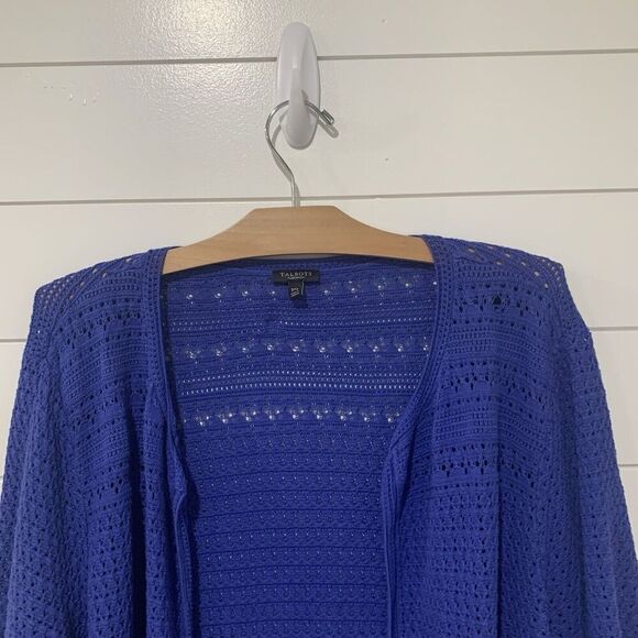 Talbots | Cardigan 3/4 Sleeves Open Front Blue Purple Plus- Size 3x Petite - Picture 2 of 7